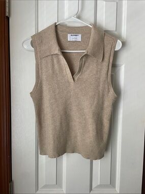 Old Navy Beige Ribbed Knit Sleeveless Top